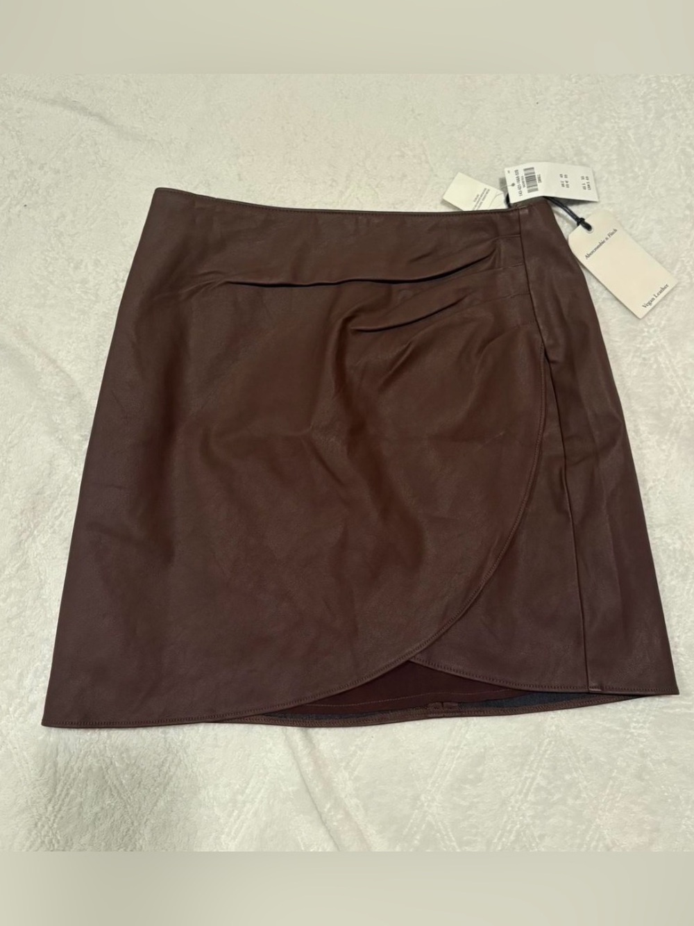 Abercrombie & Fitch Brown Asymmetrical Vegan Leather Mini Skirt Small New Tags!